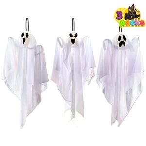 joyin 3 pack halloween party decoration 25.5" hanging ghosts, cute flying ghost for front yard patio lawn garden party décor and holiday decorations