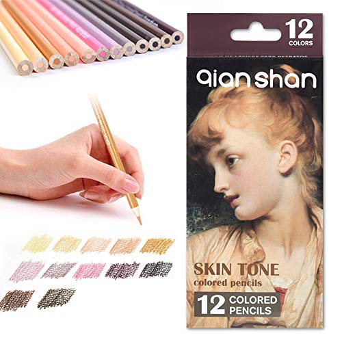 qianshan 12 Skin Tones Colored Pencils Oil Based Pre-sharpened Drawing Pencils for Beginner Artist Coloring Book Drawing Sketching Art Project - Portrait Set