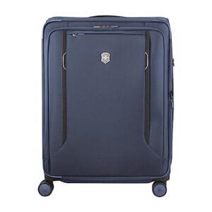 victorinox werks traveler 6.0 softside spinner luggage, blue, checked-large (27") (605412)