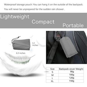 WSZCML Backpack Rain Cover, Upgraded Adjustable Waterproof Backpack Cover (10-90l) (Gray, M (For 25L-45L backpack))