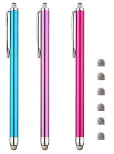 stylus pens for touch screens with thin fiber tips (pink/purple/aqua blue)