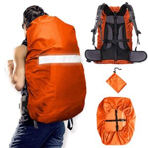 WSZCML Backpack Rain Cover, Upgraded Adjustable Waterproof Backpack Cover (10-90l) (Orange, S (for 10L-25L Backpack))