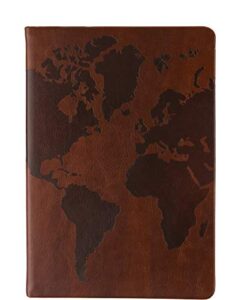 eccolo lined journal notebook, flexi-cover, world map, 256 ruled pages, medium 5.75-x-8.25 inches