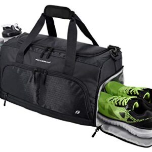 Ultimate Gym Bag 2.0: The Durable Crowdsource Designed Duffel Bag with 10 Optimal Compartments Including Water Resistant Pouch (Black, Medium (20"))