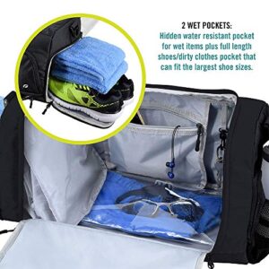 Ultimate Gym Bag 2.0: The Durable Crowdsource Designed Duffel Bag with 10 Optimal Compartments Including Water Resistant Pouch (Black, Medium (20"))