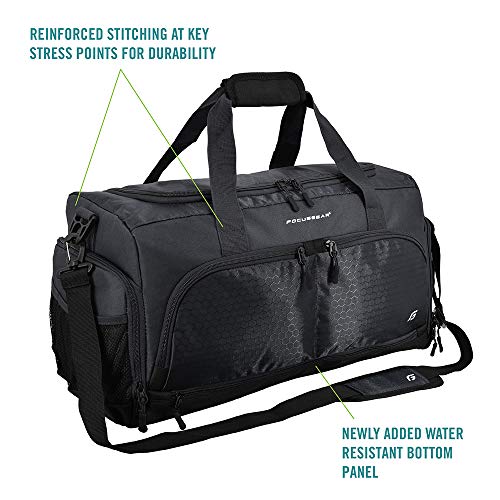 Ultimate Gym Bag 2.0: The Durable Crowdsource Designed Duffel Bag with 10 Optimal Compartments Including Water Resistant Pouch (Black, Medium (20"))