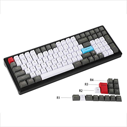 YMDK 96 84 ANSI ISO Keyset OEM Profile Thick PBT Keycap Set for Cherry MX Mechanical Keyboard YMD96 RS96 KBD75 YMD75 FC980M (White Gray Red)(Only Keycap)