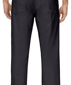 Janmid Men Casual Beach Trousers Linen Summer Pants Black 3XL