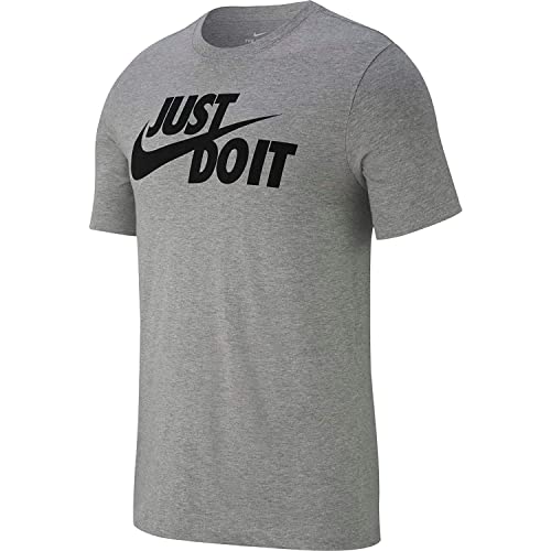 Nike Men's NSW Tee Just Do It Swoosh, Dark Grey Heather/Black, Small