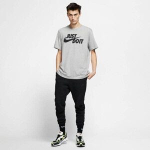 Nike Men's NSW Tee Just Do It Swoosh, Dark Grey Heather/Black, Small