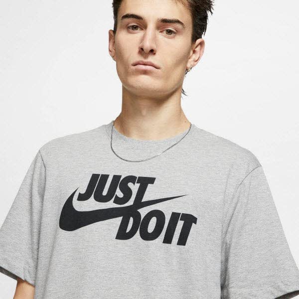 Nike Men's NSW Tee Just Do It Swoosh, Dark Grey Heather/Black, Small