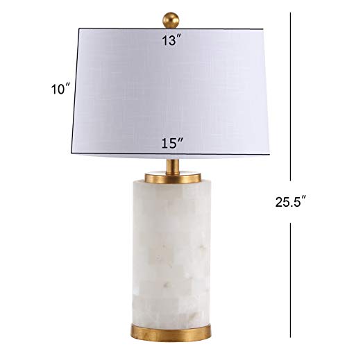 JONATHAN Y JYL6203A Eliza 25.5" Alabaster LED Table Lamp Coastal Contemporary Bedside Desk Nightstand Lamp for Bedroom Living Room Office College Bookcase LED Bulb Included, White/Gold Leaf