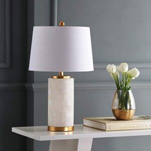 JONATHAN Y JYL6203A Eliza 25.5" Alabaster LED Table Lamp Coastal Contemporary Bedside Desk Nightstand Lamp for Bedroom Living Room Office College Bookcase LED Bulb Included, White/Gold Leaf