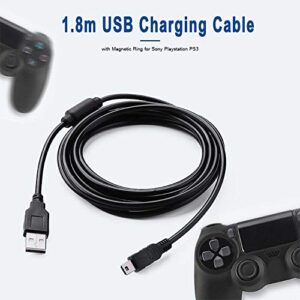 Kailisen PS3 Controller Charger Charging Cable Sync Cord, Mini USB Charge and Play Cable for PS Move/PS3/PS3 Slim Wireless Controller