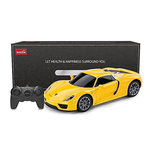 RASTAR Porsche Remote Control Car, 1:24 Scale Porsche 918 Spyder RC Toy Car for Kids - Yellow