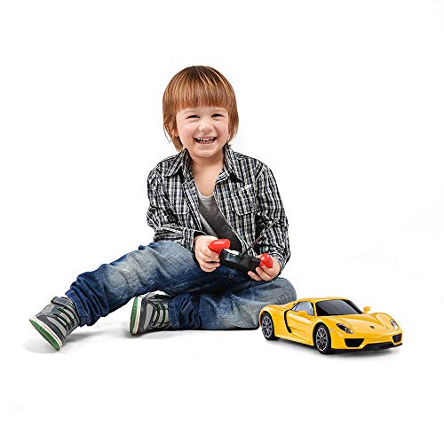 RASTAR Porsche Remote Control Car, 1:24 Scale Porsche 918 Spyder RC Toy Car for Kids - Yellow