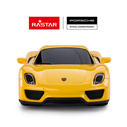 RASTAR Porsche Remote Control Car, 1:24 Scale Porsche 918 Spyder RC Toy Car for Kids - Yellow