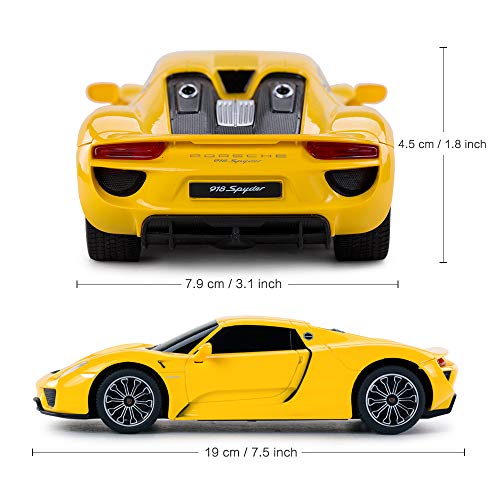 RASTAR Porsche Remote Control Car, 1:24 Scale Porsche 918 Spyder RC Toy Car for Kids - Yellow