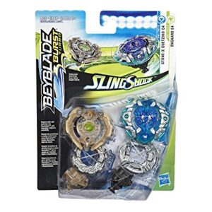 Beyblade Burst Turbo Slingshock Dual Pack Engaard E4 and Stone-X Quetziko Q4 -- 2 Right-Spin Battling Tops, Age 8+