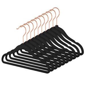 MIZGI Premium Kids Velvet Hangers (Pack of 50) with Copper/Rose Gold Hooks,Space Saving Ultra Thin,Non Slip Baby Hangers for Children's Skirt Dress Pants,Clothes Hangers（Black