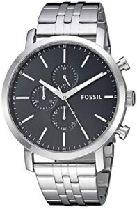 fossil men's luther quartz stainless chronograph watch, color: silver (model: bq2328ie)
