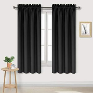 dwcn blackout curtains – thermal insulated, energy saving & noise reducing bedroom and living room curtains, black, w 42x l 63 inch, set of 2 rod pocket curtain panels