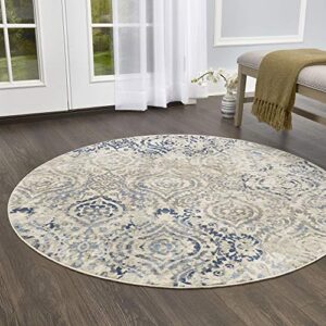 home dynamix melrose audrey area rug, 7'10" round, ivory/blue