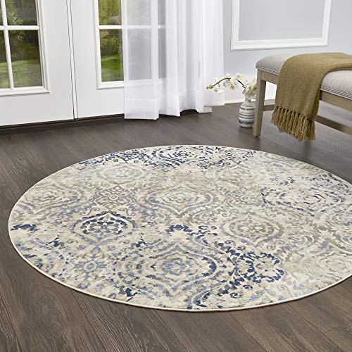 Home Dynamix Melrose Audrey Area Rug, 7'10" Round, Ivory/Blue