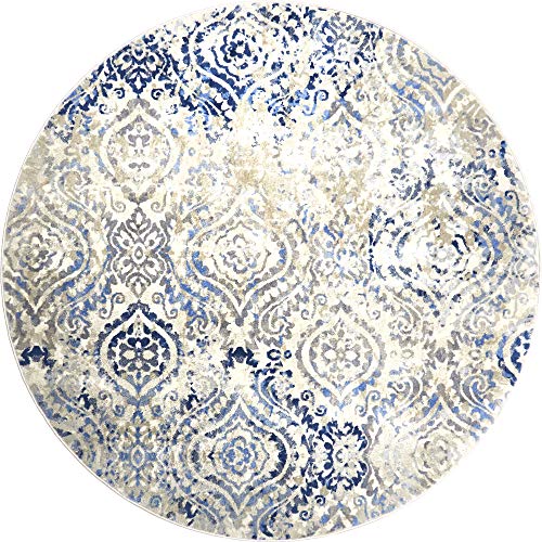 Home Dynamix Melrose Audrey Area Rug, 7'10" Round, Ivory/Blue