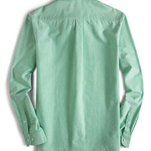 MUSE FATH Men's Button Down Dress Shirt-Cotton Casual Long Sleeve Shirt-Party Dress Shirt-Light Green-XL