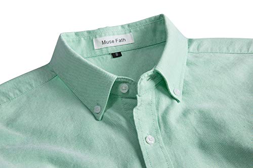 MUSE FATH Men's Button Down Dress Shirt-Cotton Casual Long Sleeve Shirt-Party Dress Shirt-Light Green-XL