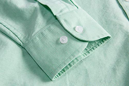 MUSE FATH Men's Button Down Dress Shirt-Cotton Casual Long Sleeve Shirt-Party Dress Shirt-Light Green-XL