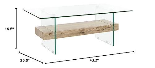 Safavieh Home Kayley Natural and Glass Coffee Table