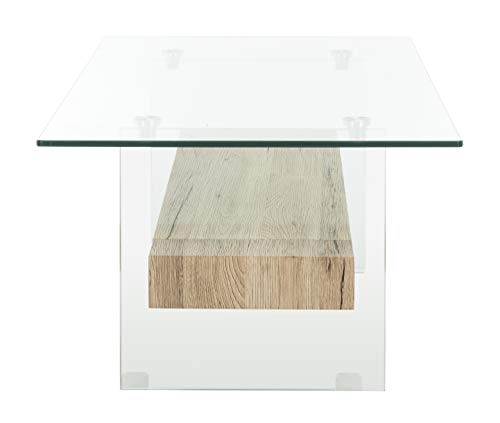 Safavieh Home Kayley Natural and Glass Coffee Table