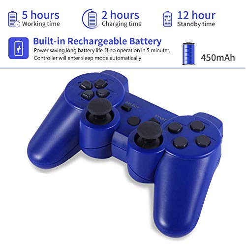 Game Controller, Wireless Controller Double Vibration Gamepad Compatible with 3 System, with Charging Cable