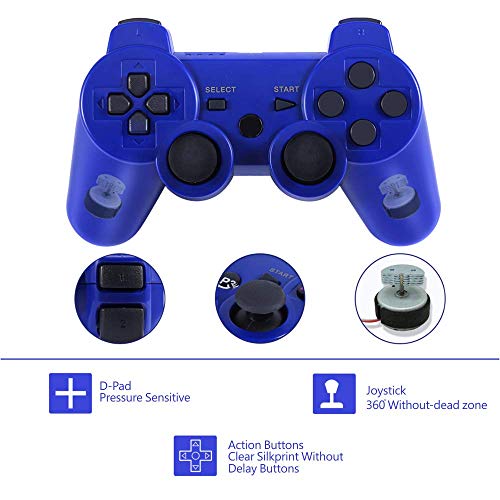 Game Controller, Wireless Controller Double Vibration Gamepad Compatible with 3 System, with Charging Cable