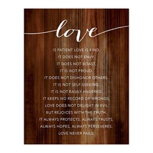 andaz press christian bible verses 8.5x11-inch wood poster, love ... always protects, always trusts, always hopes, always perseveres. love never fails. 1 corinthians 13:4-8, 1-pack