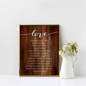 Andaz Press Christian Bible Verses 8.5x11-inch Wood Poster, Love ... always protects, always trusts, always hopes, always perseveres. Love never fails. 1 Corinthians 13:4-8, 1-Pack
