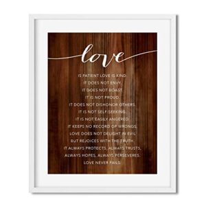 Andaz Press Christian Bible Verses 8.5x11-inch Wood Poster, Love ... always protects, always trusts, always hopes, always perseveres. Love never fails. 1 Corinthians 13:4-8, 1-Pack
