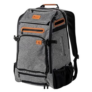 franklin sports baseball + softball bag - mlb traveler elite sport equipment backpack - adult + youth bat bag - fits cleats, bats + helmet - gray