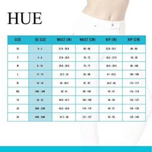 HUE Jeggings & Tunic-Essential Denim Stretchy Jeans for Women-V Neck Legging Tee, White, Medium