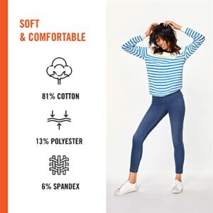 HUE Jeggings & Tunic-Essential Denim Stretchy Jeans for Women-V Neck Legging Tee, White, Extra Large