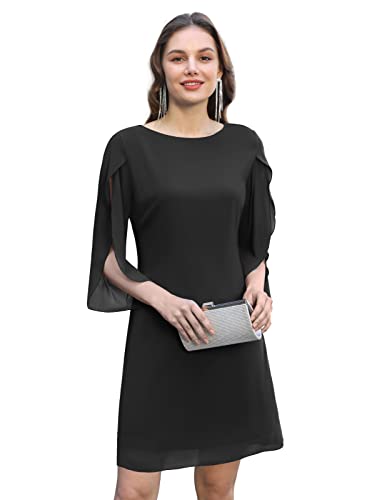 GRACE KARIN Summer Dresses for Women 2023 Loose Tunic Chiffon Dress Plus Size Black XXL