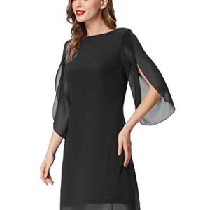 GRACE KARIN Summer Dresses for Women 2023 Loose Tunic Chiffon Dress Plus Size Black XXL