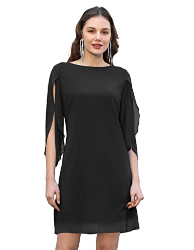 GRACE KARIN Summer Dresses for Women 2023 Loose Tunic Chiffon Dress Plus Size Black XXL