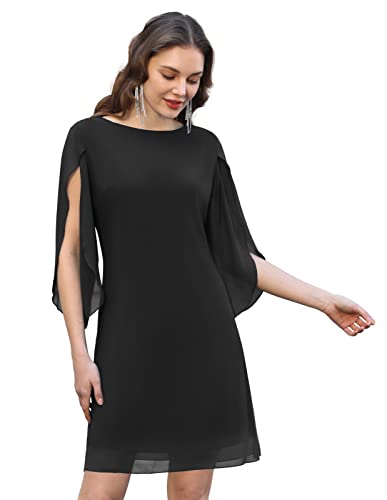 GRACE KARIN Summer Dresses for Women 2023 Loose Tunic Chiffon Dress Plus Size Black XXL