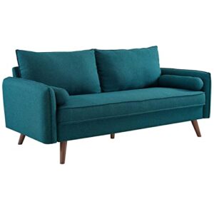 modway revive contemporary modern fabric upholstered sofa in teal