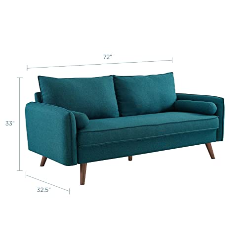 Modway Revive Contemporary Modern Fabric Upholstered Sofa In Teal