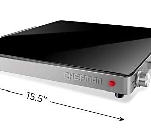 Chefman Compact Glasstop Warming Tray with Adjustable Temperature Control Perfect for Buffets, Restaurants, Parties, Events, Home Dinners and Travel, Mini 15x12 Inch Surface, Keeps Food Hot, Black