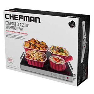 Chefman Compact Glasstop Warming Tray with Adjustable Temperature Control Perfect for Buffets, Restaurants, Parties, Events, Home Dinners and Travel, Mini 15x12 Inch Surface, Keeps Food Hot, Black